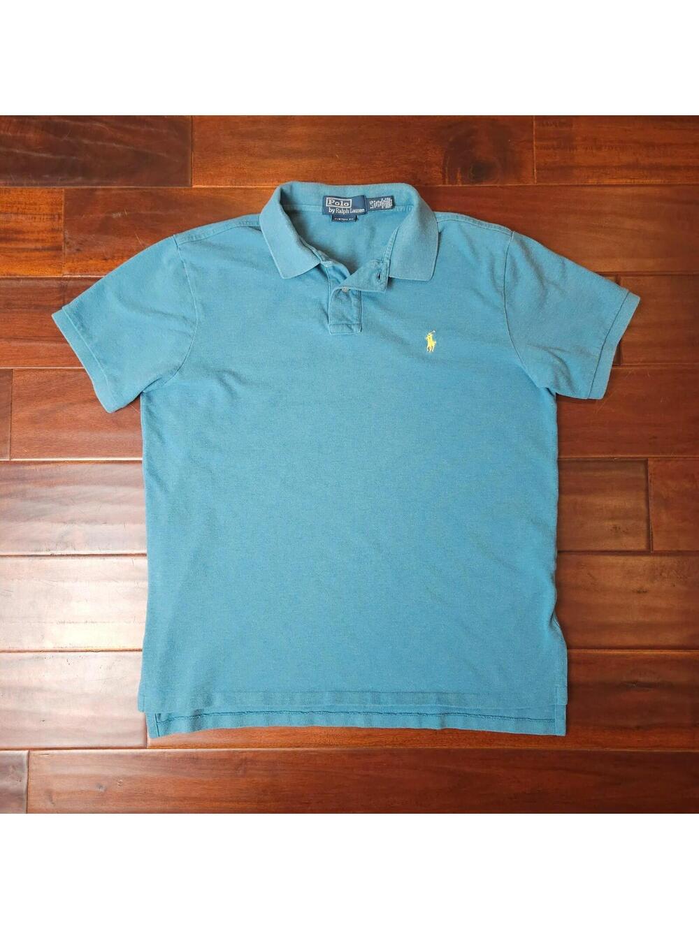 Polo by Ralph Lauren Custom Fit Teal Short Sleeve Mesh Polo Shirt Men's Large